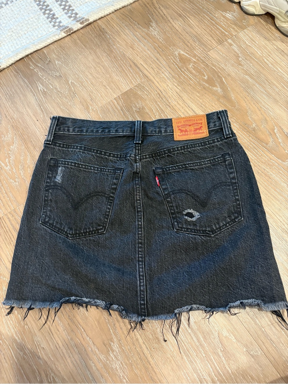 Levi's Distressed Dark Gray/Black Denim Mini Skirt